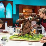 Riccardo and Hemu work on their Whomping Willow cake as James and Oliver Phelps watch on in Wizards of Baking