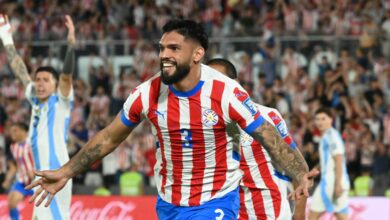 Paraguay's defender #03 Omar Alderete celebrates after scoring during ahead of the Bolivia vs Paraguay live stream in the 2026 FIFA World Cup South American qualifiers football.