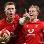 Cam Winnett of Wales celebrates scoring a try ahead of the Wales vs Australia live stream: How to watch 2024 Autumn International rugby online