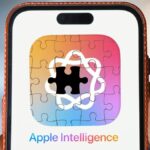 Apple Intelligence logo made to look like puzzle on iPhone