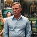 (L - R) Kate Hudson as Birdie, Jessica Henwick as Peg, Daniel Craig as Detective Benoit Blanc, and Leslie Odom Jr. as Lionel in Glass Onion: A Knives Out Mystery