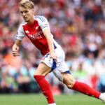 Martin Odegaard of Arsenal during the Premier League match between Arsenal FC and Brighton &amp; Hove Albion FC ahead of the Inter vs Arsenal live stream