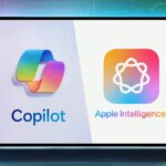 Apple Intelligence vs Windows Copilot superimposed on a screen