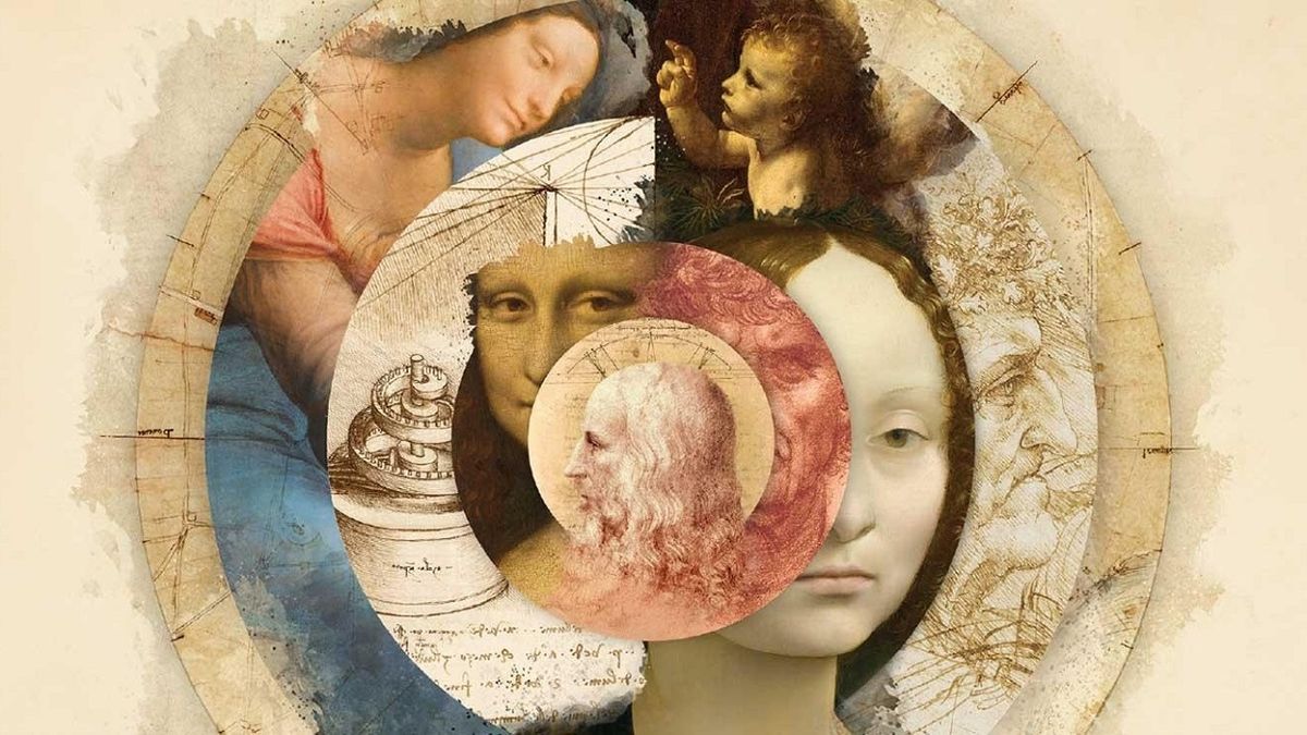 A circular mosaic of elements from Leonardo da Vinci's drawings and paintings - including the Mona Lisa - for Ken Burns' two-part documentary &quot;Leonardo da Vinci&quot;