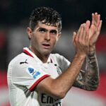 AC Milan's American forward #11 Christian Pulisic leaves the pitch ahead of the Real Madrid vs AC Milan live stream in the 2024/25 Champions League