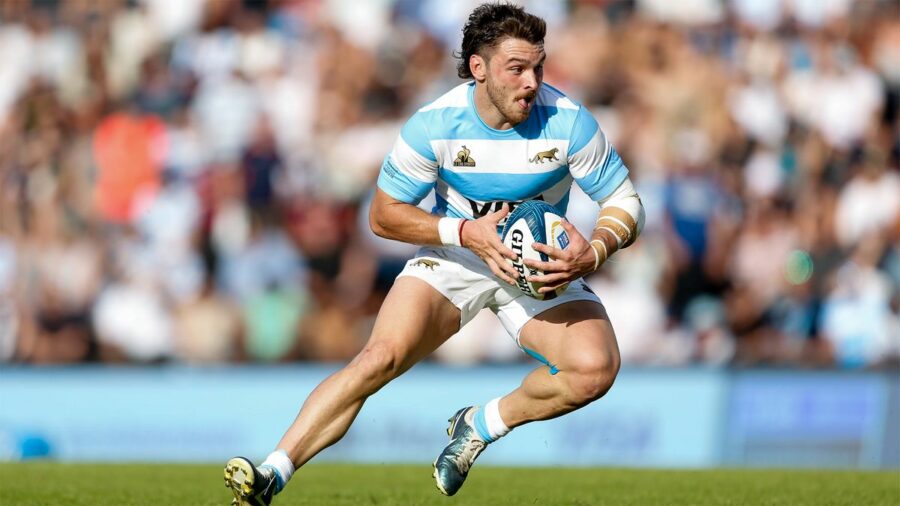 Argentina's Mateo Carreras runs with the ball in a September 2024 international against Australia.