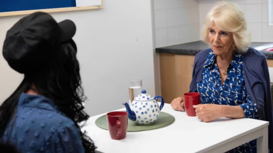 Queen Camilla meets a survivor of domestic abuse