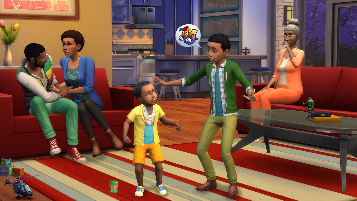 مونتاژ Millennials: Sims 1 و 2 گزارش شده است که سازماندهی مجدد می شوند A screenshot of The Sims 4 video game showing two Sims characters in a living room