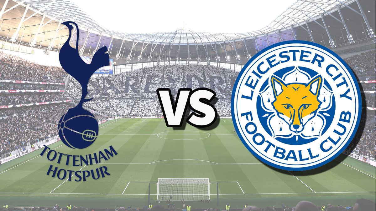 پخش زنده تاتنهام و لستر: نحوه تماشای آنلاین بازی لیگ برتر The Tottenham Hotspur and Leicester City club badges on top of a photo of Tottenham Hotspur Stadium in London, England