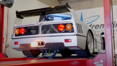 این فراری نقره‌ای F40 را در Dyno تماشا کنید