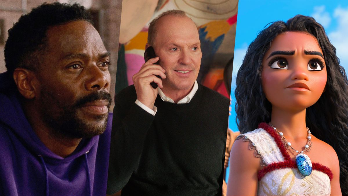 Netflix ، Max ، Prime Video و موارد دیگر این هفته (1-2 فوریه) برای انتشار بهترین فیلم های جدید A composite image featuring Colman Domingo in "Sing Sing", Michael Keaton in "Goodrich" and Moana from Disney's "Moana 2".
