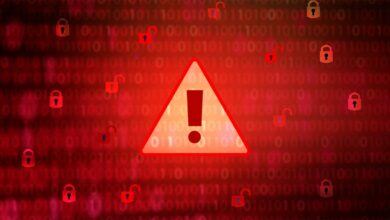 Red computer security warning
