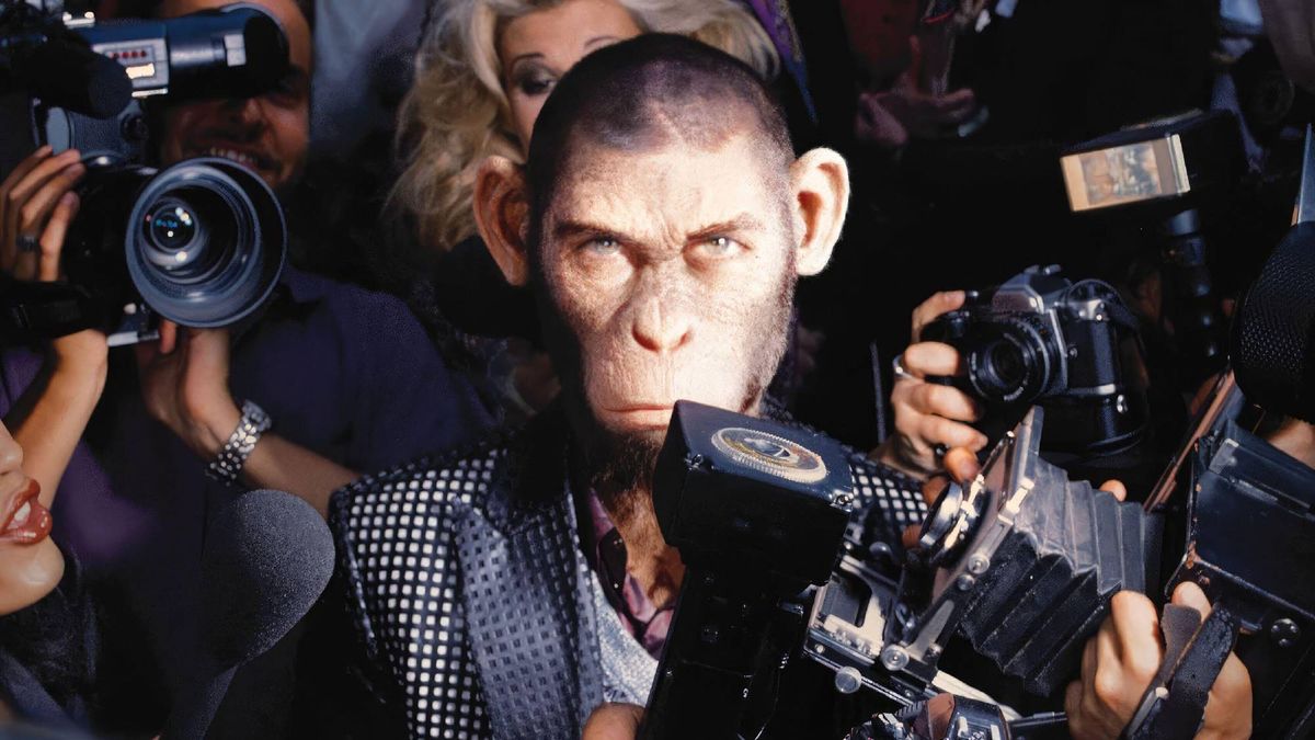 این موسیقی که از سال 2024 از دست دادم در پایان جریان می یابد Cover of Robbie Williams as a CGI monkey in "Better Man"