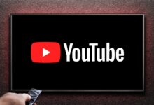 YouTube logo on smart TV with remote control