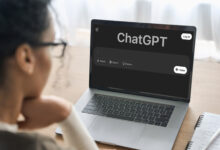 woman using ChatGPT on a laptop